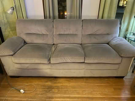Photo of free Grey couch must go today 10/3 (Grove St x Cass St Sidewalk) #1