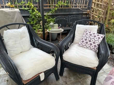 Photo of free 2 dark grey wicker garden chairs (Morrell Avenue OX4) #1