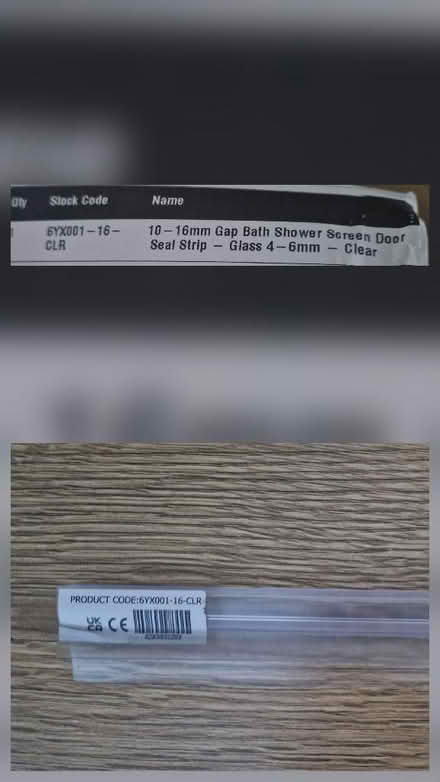 Photo of free New shower door panel seal -10-16mm gap, 4-6mm panel width (Woking GU22) #1