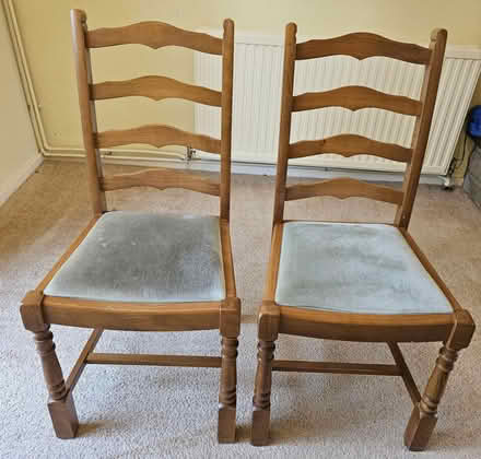 Photo of 4 oak dining chairs (Oakdene, Chobham GU24) #1