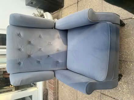 Photo of free Grey velvety wing back chair (Croxley Green WD3) #1
