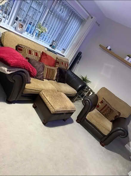 Photo of free Large Sofa, Armchair and Stool (Derby DE22) #1
