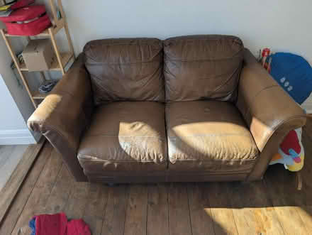 Photo of free Brown Leather Two Seater Sofa (Gloucester GL1) #1