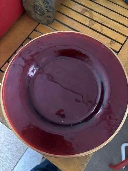 Photo of free 4x Red Glass Plates with Gold Rims (Oswestry SY11) #1