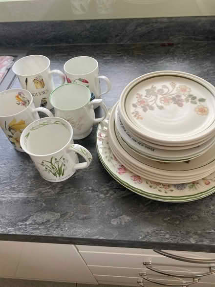 Photo of free Bone china mugs (5) plus plates (Harrogate, HG1) #1
