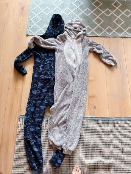 Photo of free 2 onesies, blue camo and grey bear, sizes 15-16 years old (West Common AL5) #1