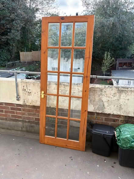 Photo of free Wooden door with glass panels (Tq3 3su) #1