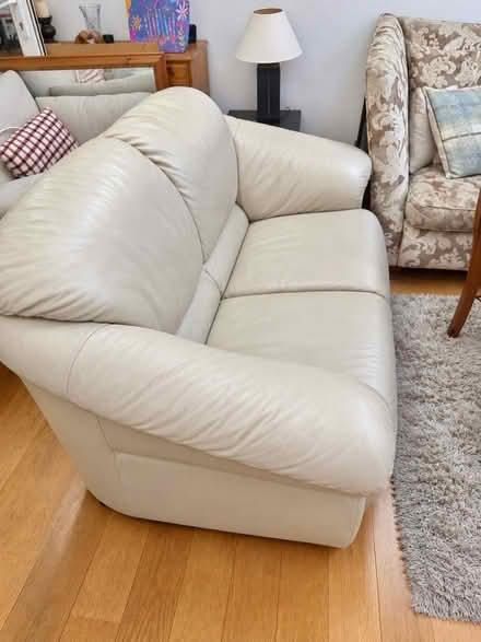 Photo of free Cream leather sofa 3&2 (Blyth NE24) #2