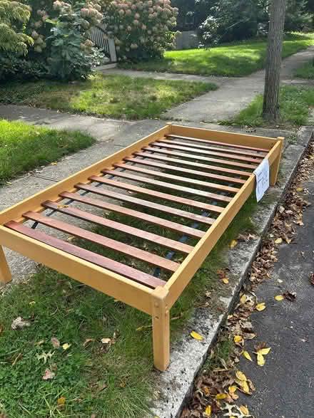 Photo of free Wood single platform bedframe (Marcy Street) #1