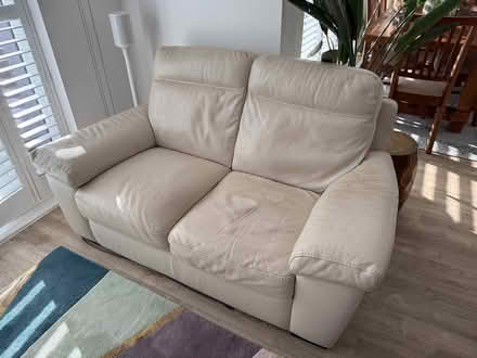 Photo of free Cream leather 2 seat sofa (Little Coxwell SN7) #1