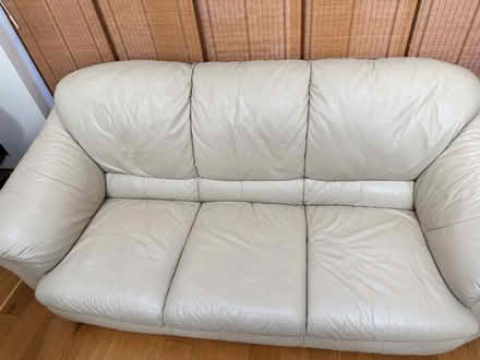 Photo of free Cream leather sofa 3&2 (Blyth NE24) #1