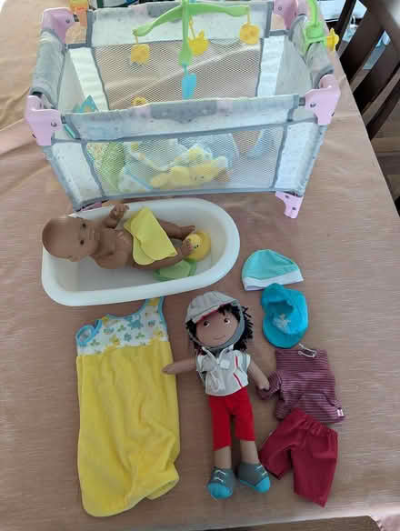 Photo of free 3 dolls, a doll crib, doll bathtub (Adams, MA) #1