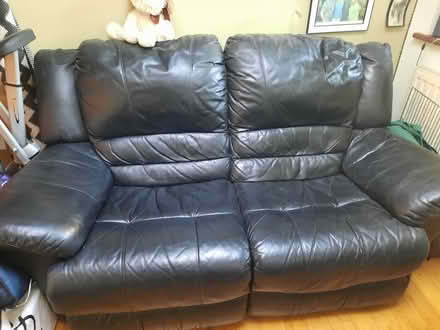 Photo of free Black leather manual recliner (Chadwell Heath RM6) #1