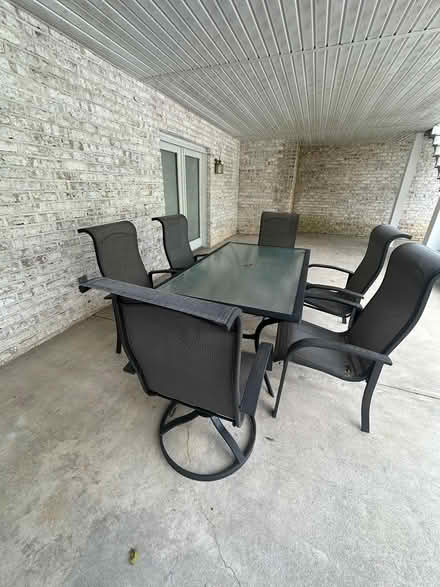 Photo of free Glass & metal table with 6 chairs (Forks Township) #1