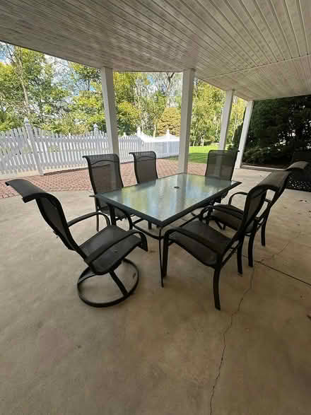 Photo of free Glass & metal table with 6 chairs (Forks Township) #4