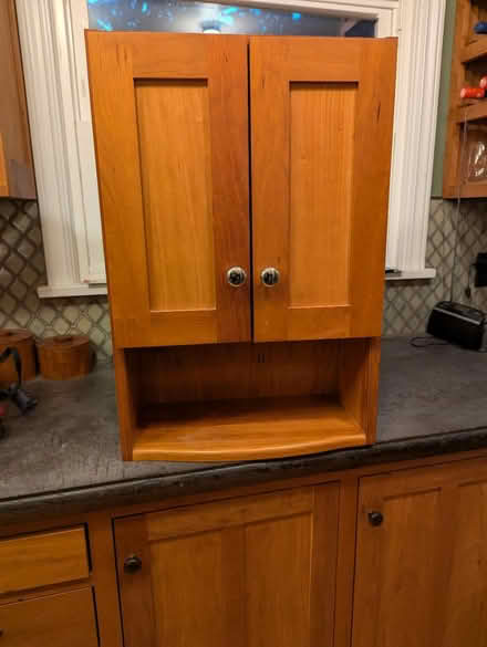 Photo of free Bath Over-lav cabinet, cherry wood (Bitter Lake) #1