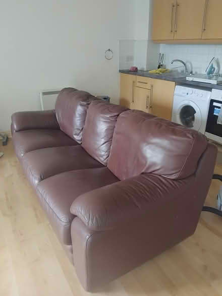 Photo of free Brown leather sofa (Oscar Traynor Rd, Coolock) #2