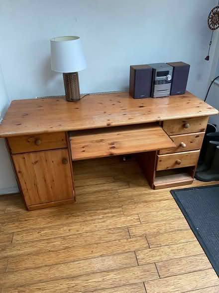 Photo of free Wood desk with pull out section (St Just TR19) #2
