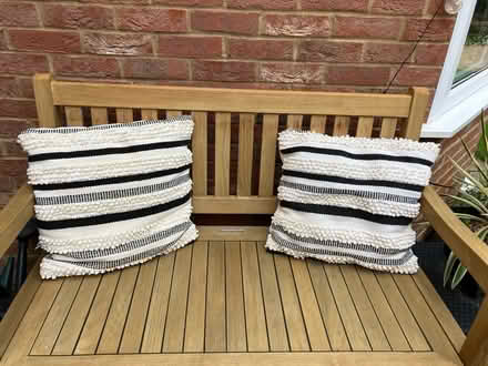 Photo of free Pair of cream & black cushions (Hitchin SG4 7SN) #1