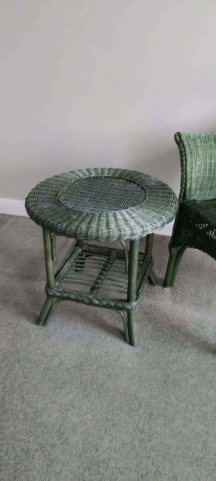 Photo of free Wicker Lloyd Loom style chair and low table (Barnes SW13) #3