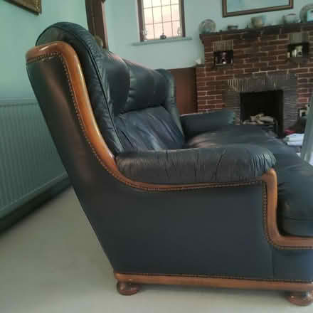 Photo of free Dark Navy 3 Seater Leather Sofa (Norbiton KT3) #3
