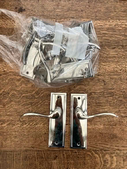 Photo of free 4 x pairs of chrome door handles (Trawden BB8) #1