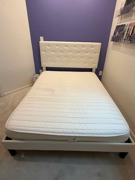 Photo of free Faux leather full size bed frame (Midtown Terrace) #1