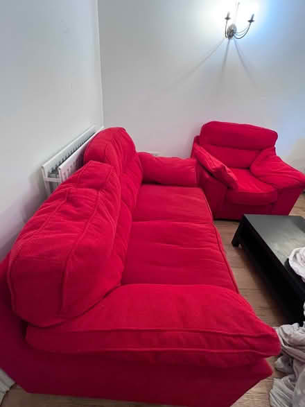 Photo of free Red sofa and chair (St John's TN13) #1