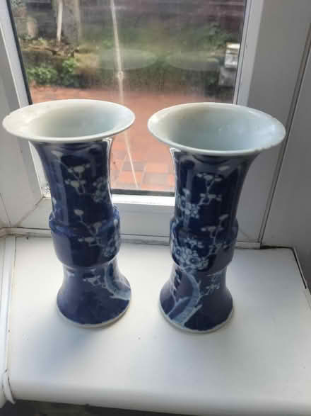 Photo of free Pair blue/white vases (Stone Cross BN24) #1