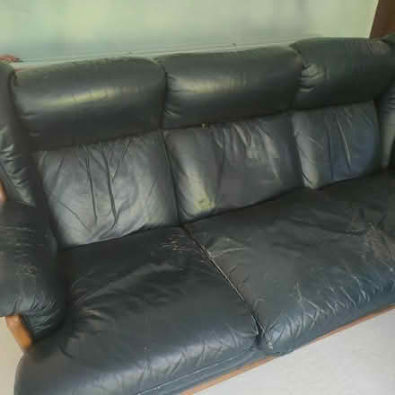 Photo of free Dark Navy 3 Seater Leather Sofa (Norbiton KT3) #1