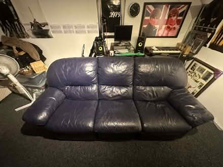 Photo of free Navy recliner leather sofa (Churchgate EN7) #3
