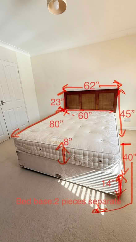 Photo of free West Mount, Guildford King bed + wood head board + bed base (Millmead GU2) #1