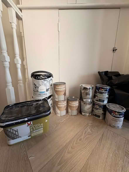 Photo of free Opened/unopened paint/undercoat/damp seal/stain block/wood p (Catford SE6) #1