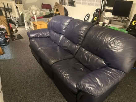 Photo of free Navy recliner leather sofa (Churchgate EN7) #1