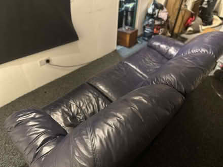 Photo of free Navy recliner leather sofa (Churchgate EN7) #2