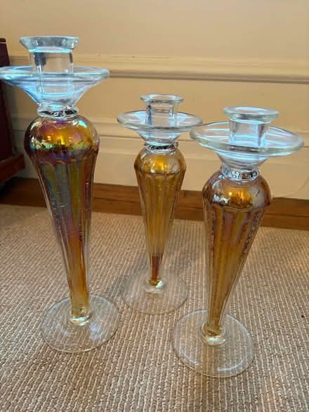 Photo of free 3 glass candlesticks (Oakland) #1