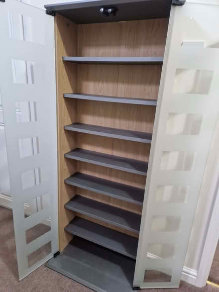 Photo of free CD/DVD glass fronted cabinet with adjustable shelves (Oakington CB24) #1