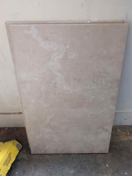 Photo of free 6 very large ceramic tiles limestone effect (Millbank SW1P) #1