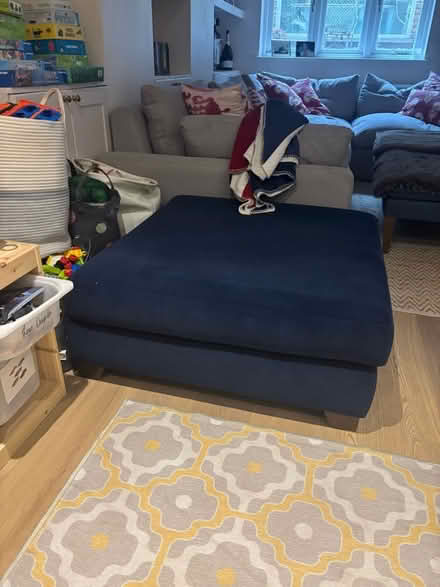 Photo of free Blue velvet ottoman (Askew Road W12) #3