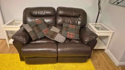 Photo of free Leather sofa & cushions (Salford Quays M50) #1