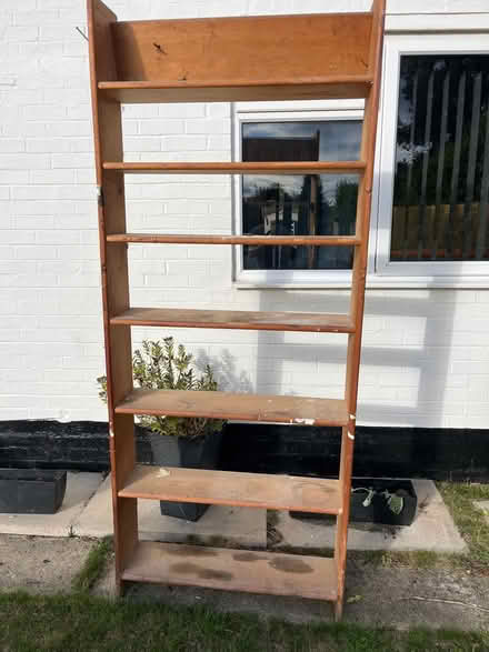 Photo of free Tall wood shelves (Letchworth Sg6) #1