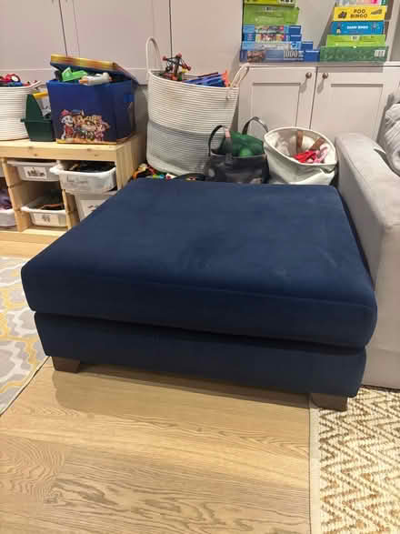 Photo of free Blue velvet ottoman (Askew Road W12) #1
