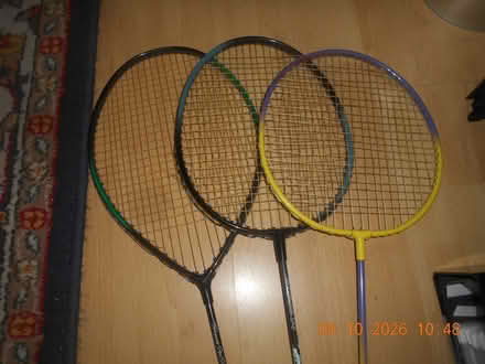 Photo of free 3 badminton racquets - at least 30 years old. Unused for yea (Charminster BH8) #1