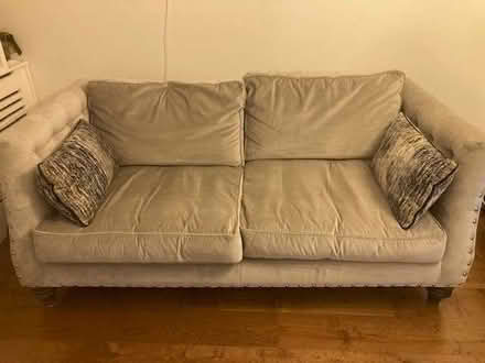 Photo of free Two Light Grey Velvet Sofas (Ham Gate KT2) #1