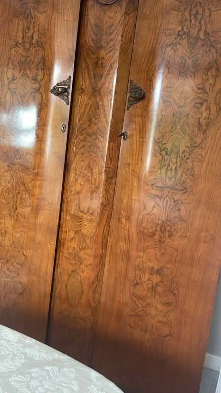 Photo of free Burr walnut original 1930s double wardrobe & dresser (Haslucks Green B90) #1