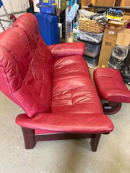 Photo of free Stressless leather sofa and stool (Malvern Link WR14) #2