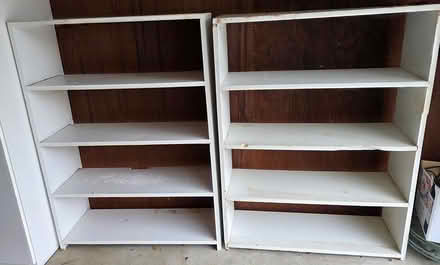 Photo of free 2 White wooden shelf units (Marinwood) #1