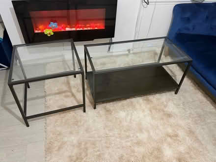 Photo of free Black glass coffee table and matching side table (Stechford B33) #3