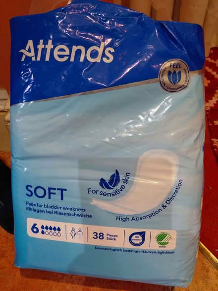 Photo of free Opened but nearly full pack of incontinence pads (Kingsholm GL1) #1