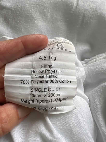 Photo of free Slumberdown Single 4.5 TOG Duvet (Horsted Keynes RH17 7) #2